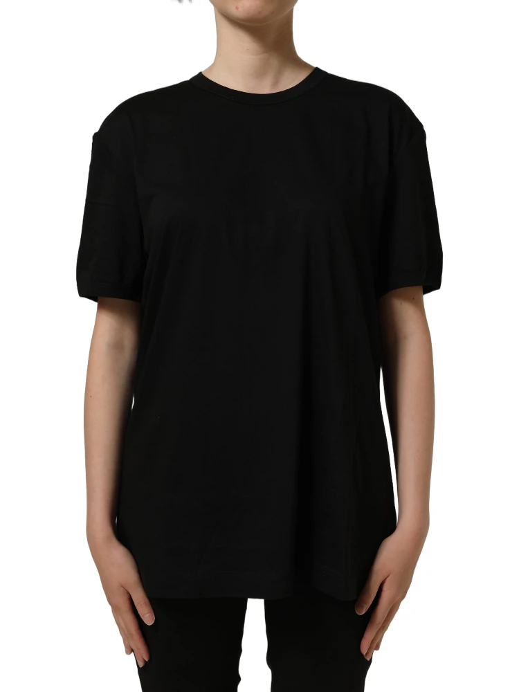 Black Cotton Crew Neck Short Sleeve T-shirt alternative