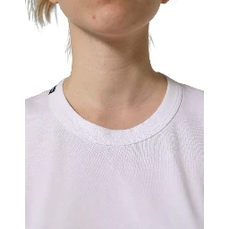 White Cotton Crew Neck Short Sleeves T-shirt