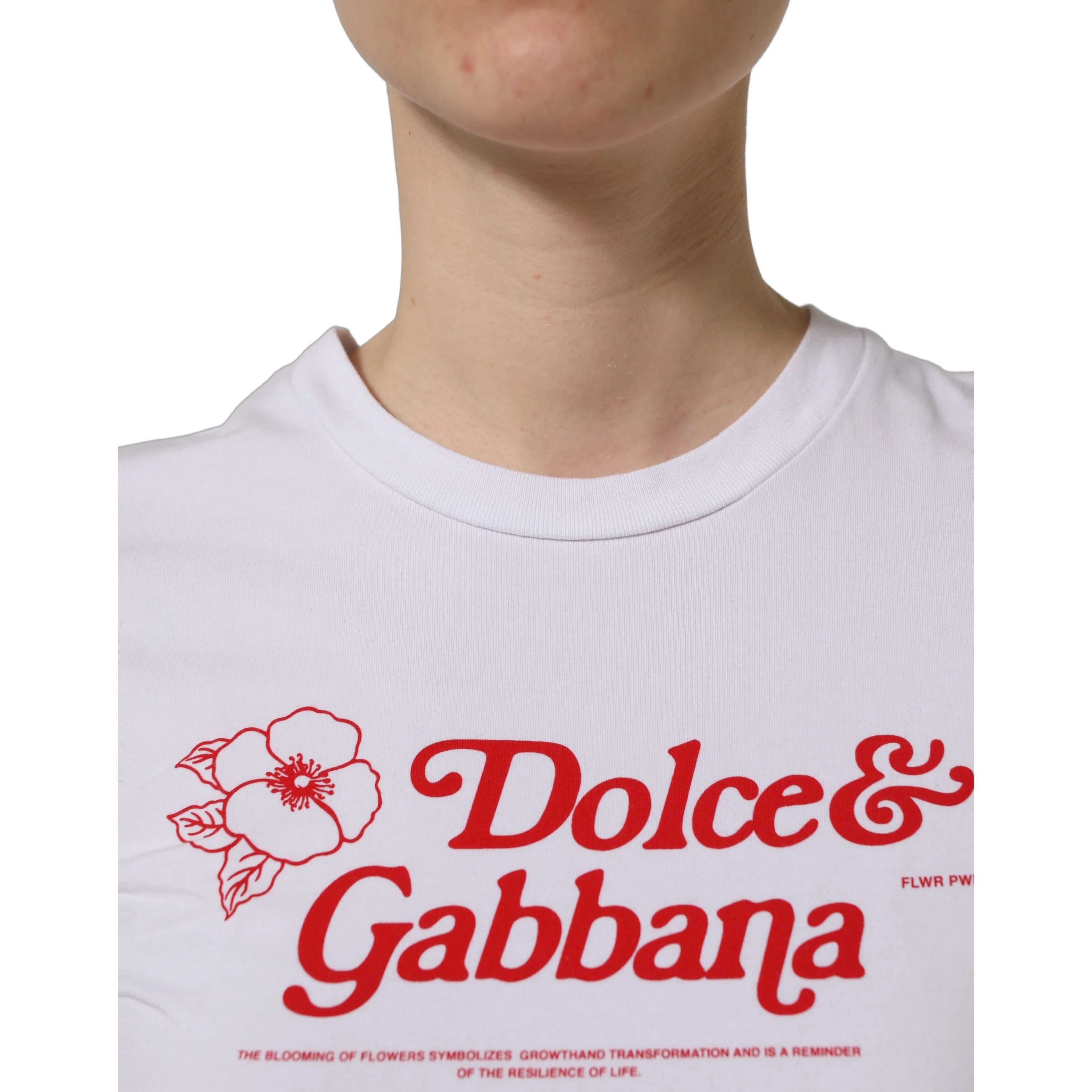 White Floral Logo Print Crew Neck T-shirt