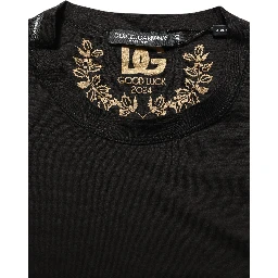 Black Cotton Crew Neck Short Sleeves T-shirt