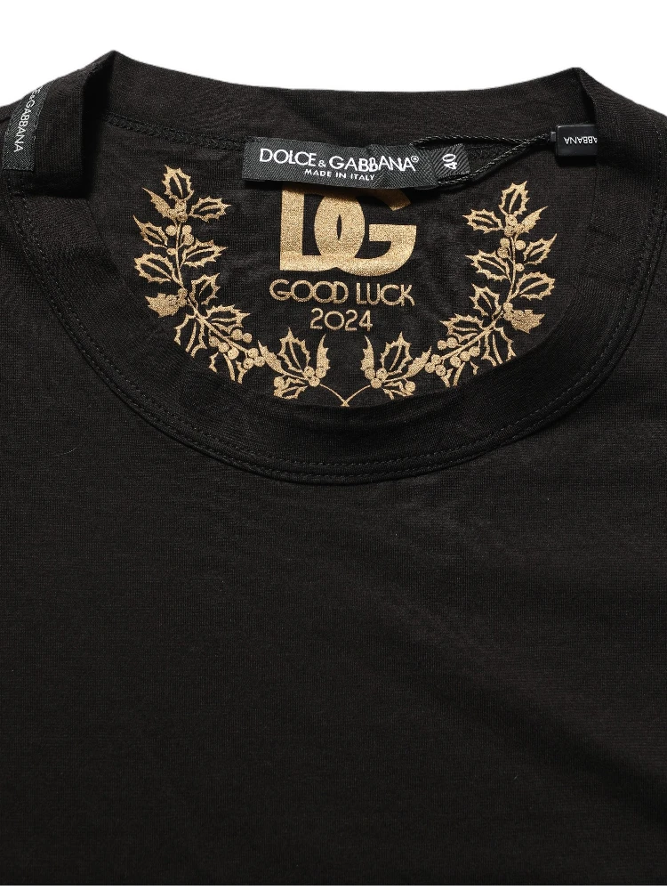 Black Cotton Crew Neck Short Sleeves T-shirt