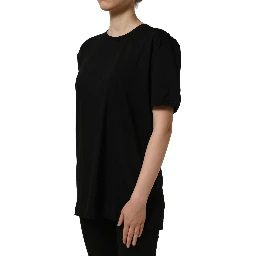 Black Cotton Crew Neck Short Sleeve T-shirt