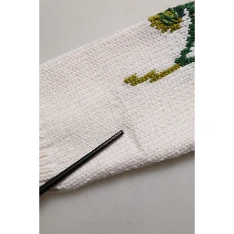 White Wool Floral Crew Neck Pullover Sweater
