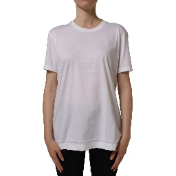 White Cotton Crew Neck Short Sleeves T-shirt