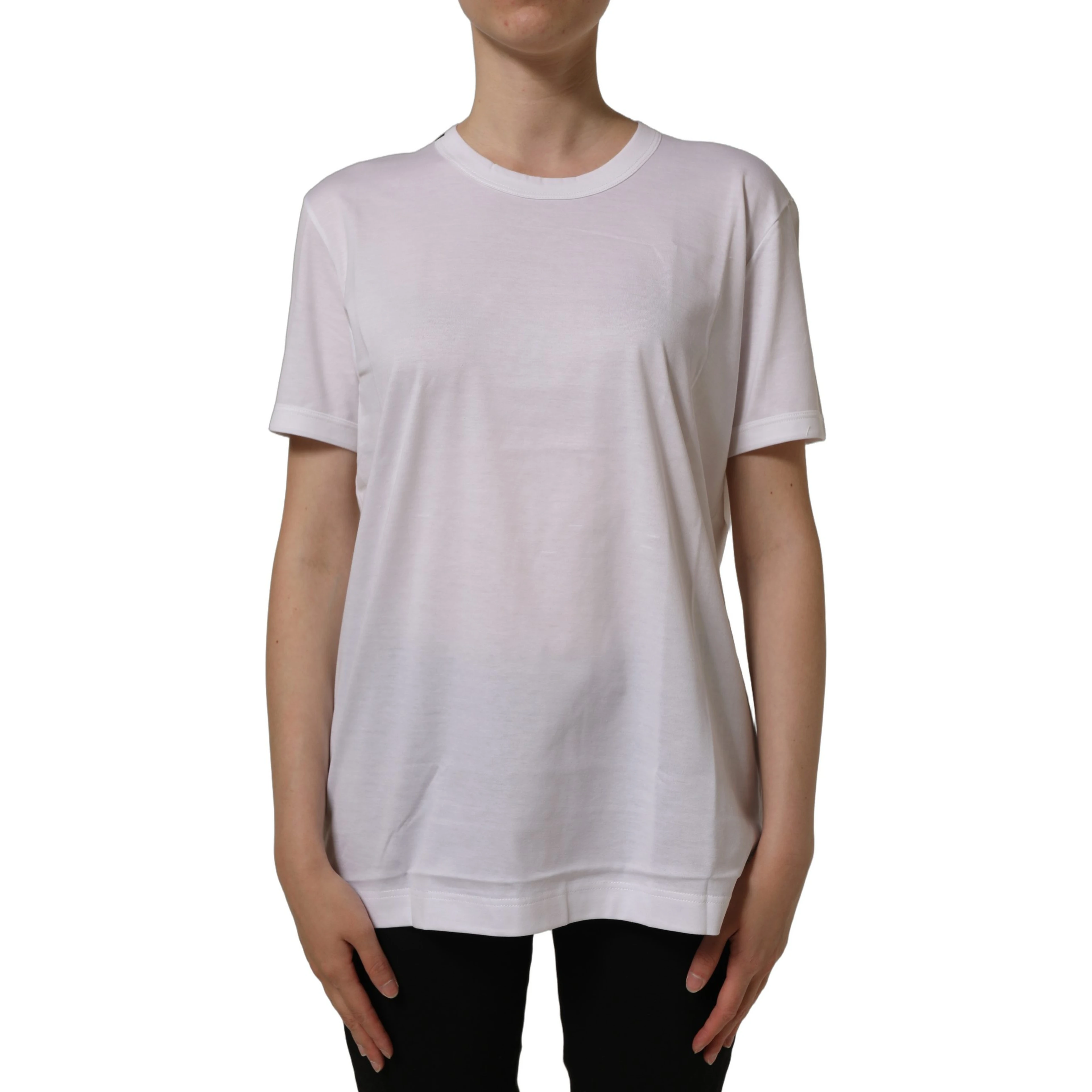 White Cotton Crew Neck Short Sleeves T-shirt