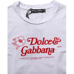 White Floral Logo Print Crew Neck T-shirt