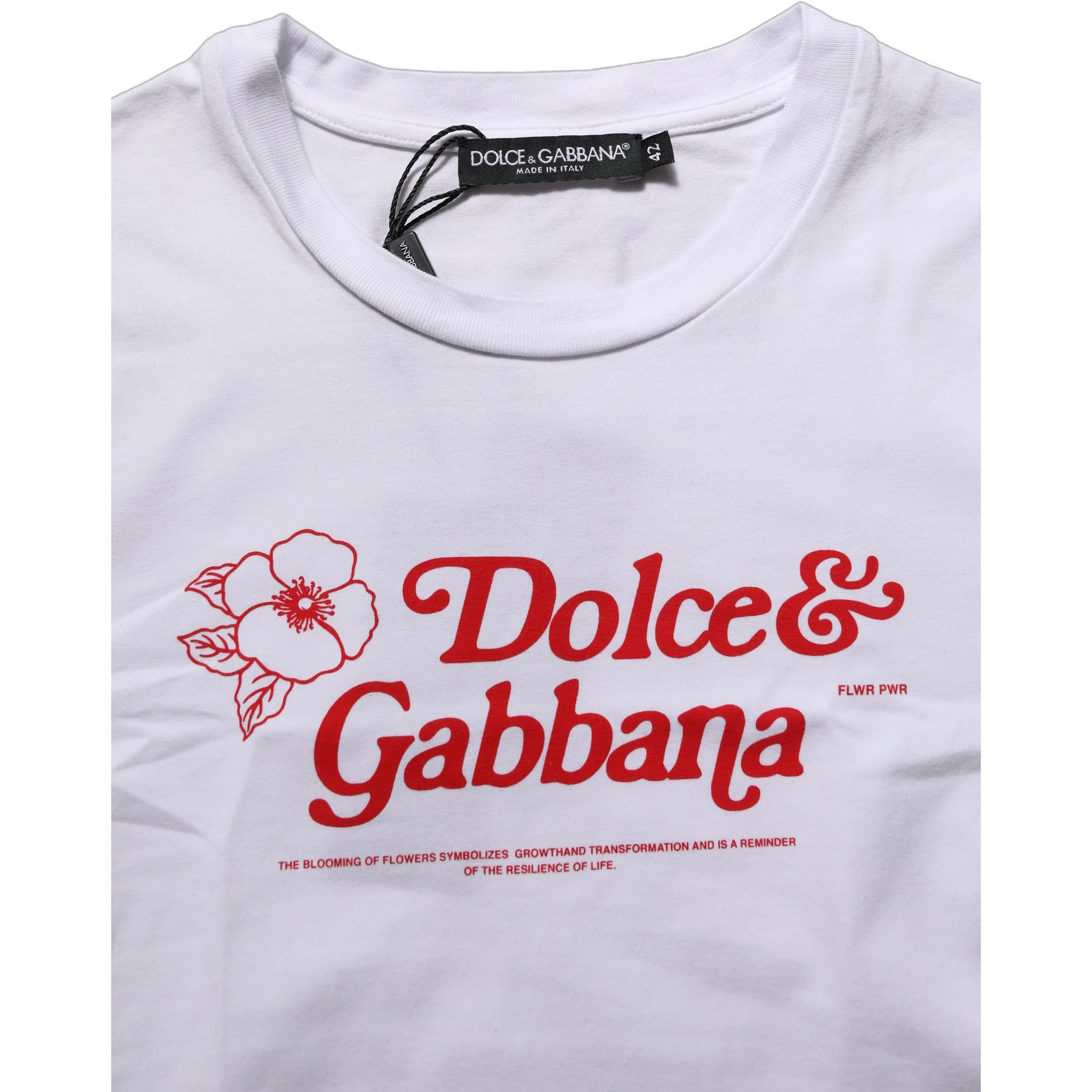 White Floral Logo Print Crew Neck T-shirt