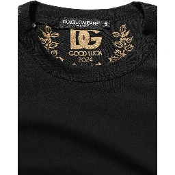 Black Cotton Crew Neck Short Sleeves T-shirt