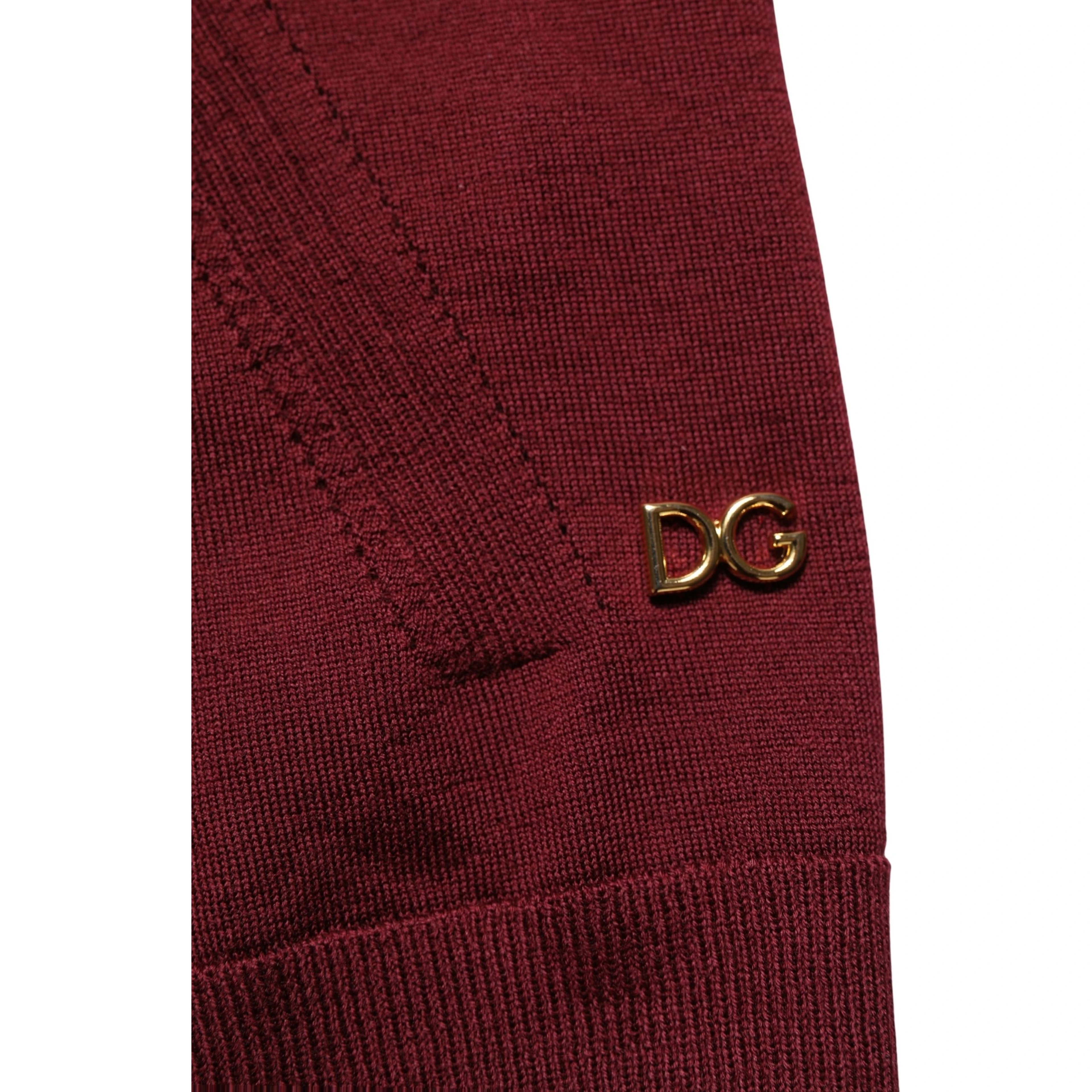 Maroon Wool Knitted CrewNeck Pullover Sweater