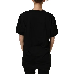 Black Cotton Crew Neck Short Sleeve T-shirt