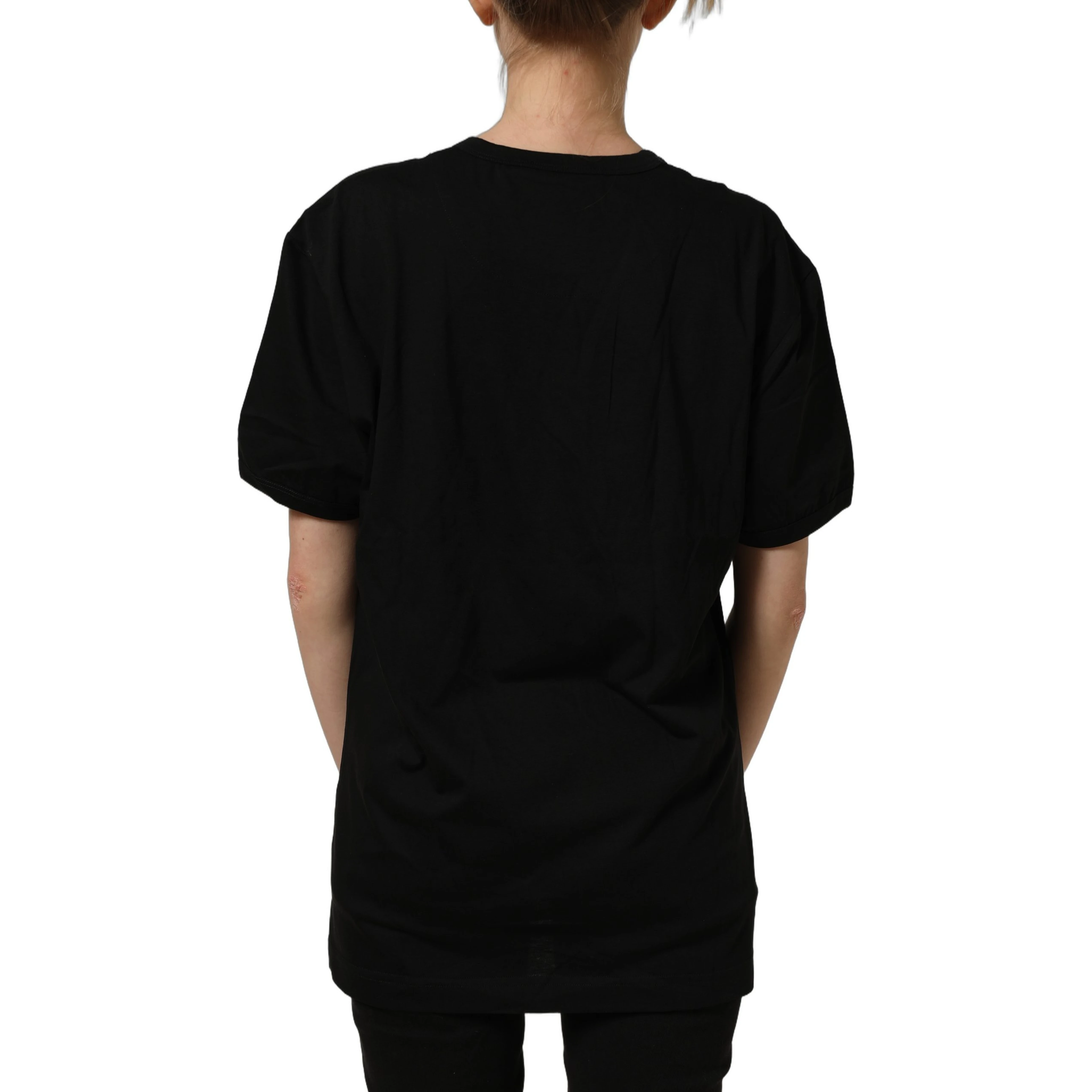 Black Cotton Crew Neck Short Sleeve T-shirt