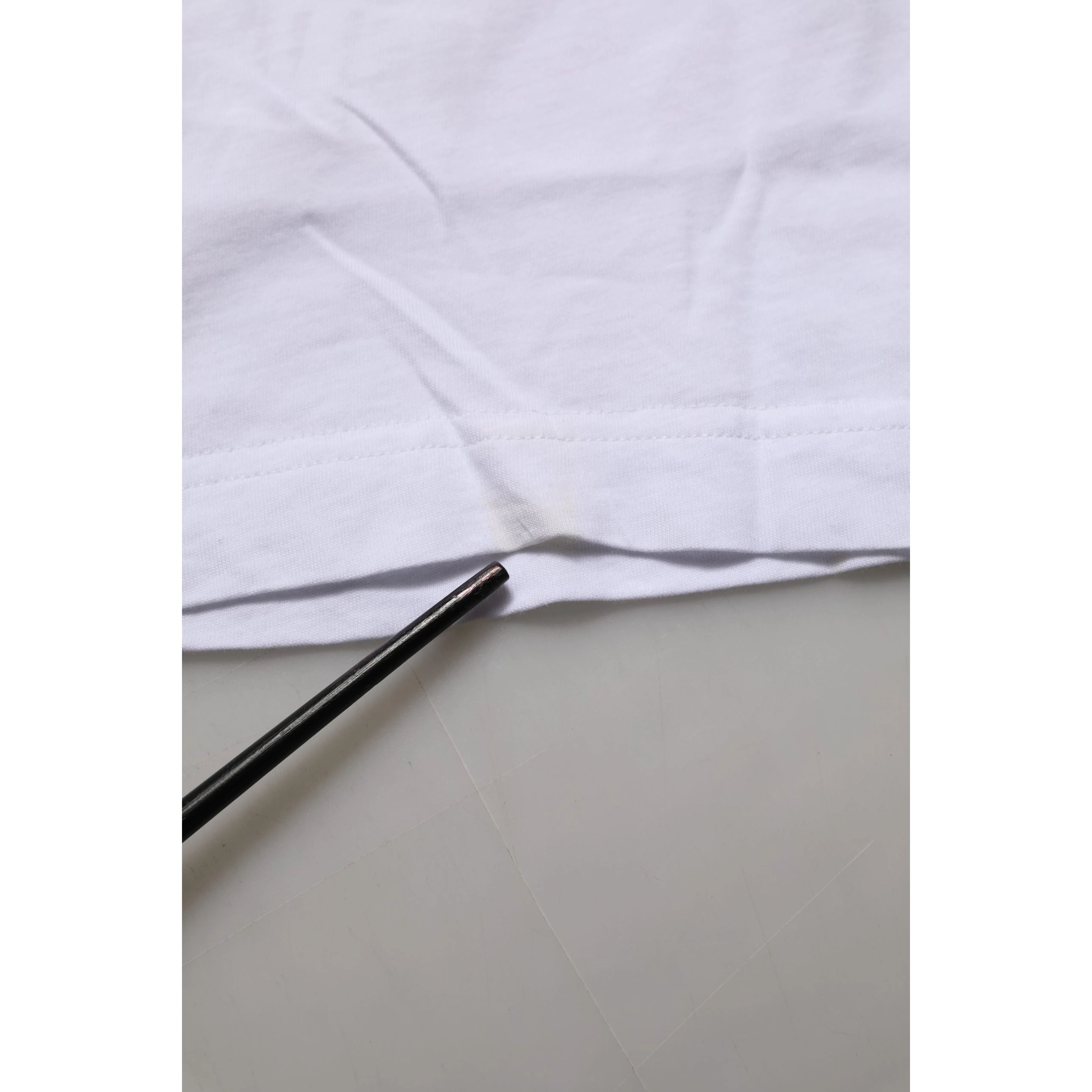 White Logo Patch Cotton Crew Neck T-shirt