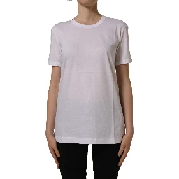 White Cotton Crew Neck Short Sleeves T-shirt