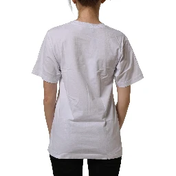 White Cotton Gold DG Logo Crew Neck T-shirt