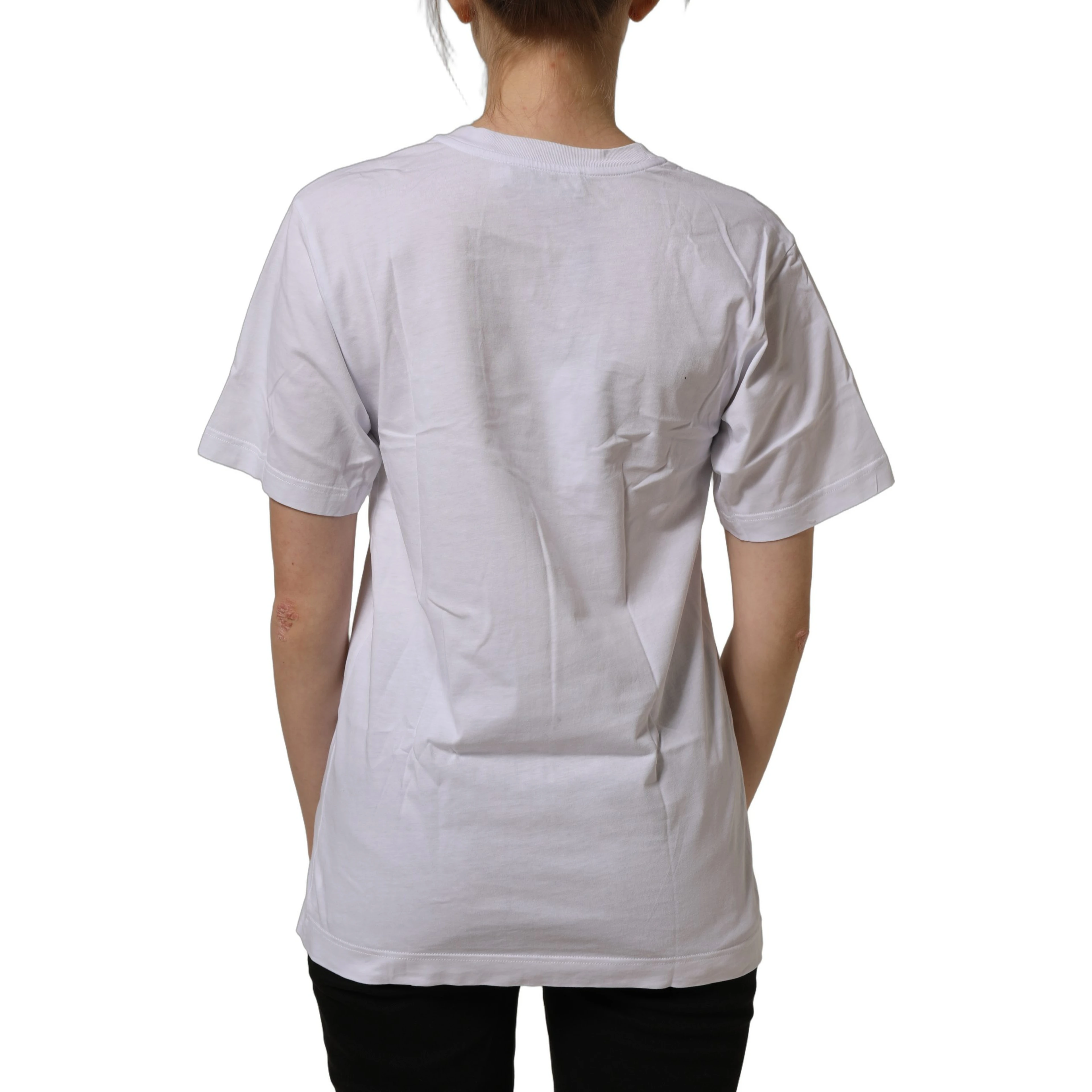 White Cotton Gold DG Logo Crew Neck T-shirt