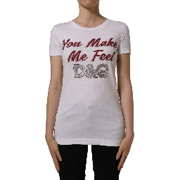 White Graphic Print Cotton Crew Neck T-shirt