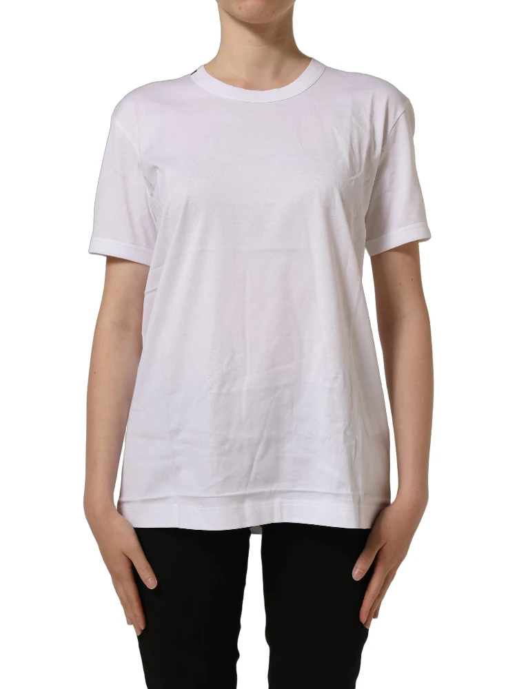 White Cotton Crew Neck Short Sleeves T-shirt alternative