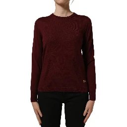 Maroon Wool Knitted CrewNeck Pullover Sweater