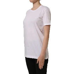 White Cotton Crew Neck Short Sleeves T-shirt