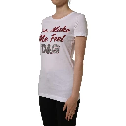 White Graphic Print Cotton Crew Neck T-shirt