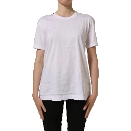 White Cotton Crew Neck Short Sleeves T-shirt