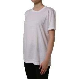 White Cotton Crew Neck Short Sleeves T-shirt