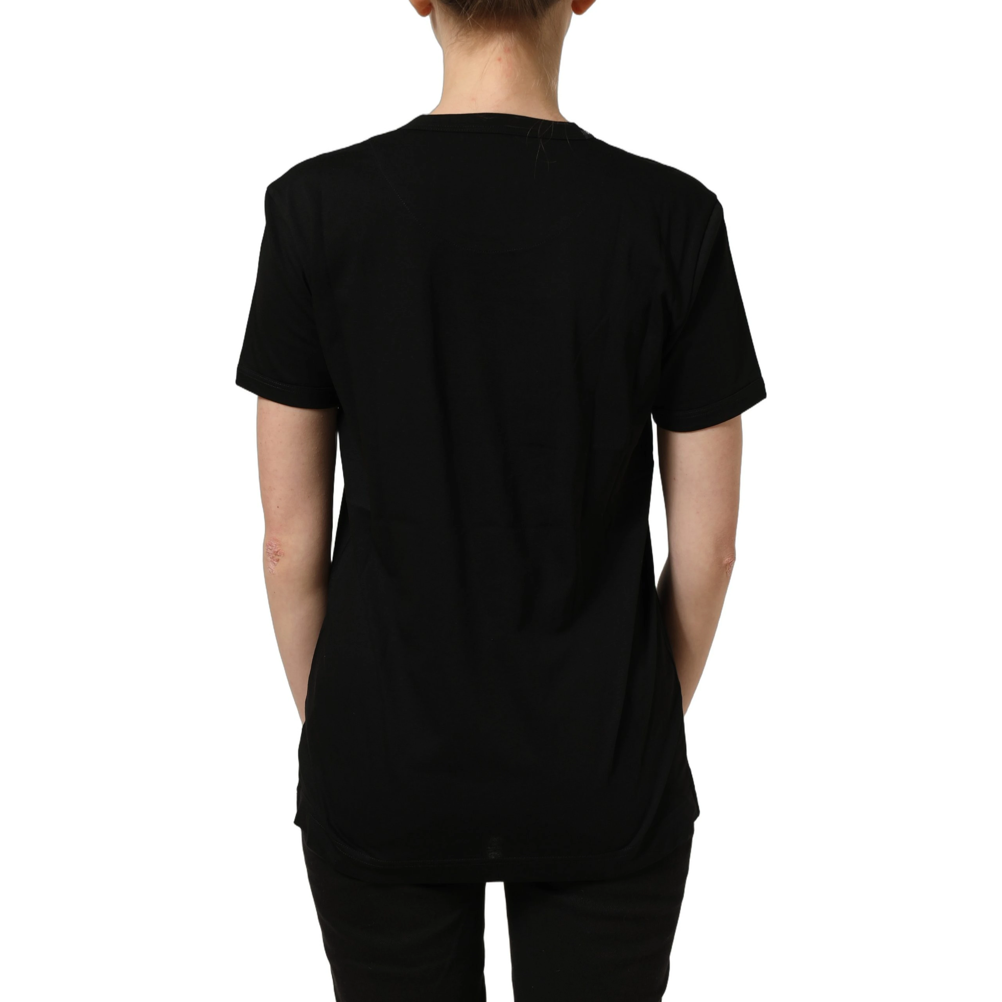 Black Cotton Crew Neck Short Sleeves T-shirt