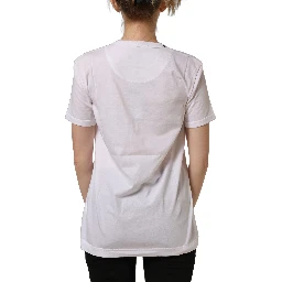 White Cotton Crew Neck Short Sleeves T-shirt