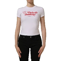 White Floral Logo Print Crew Neck T-shirt