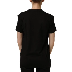 Black Cotton Crew Neck Short Sleeves T-shirt