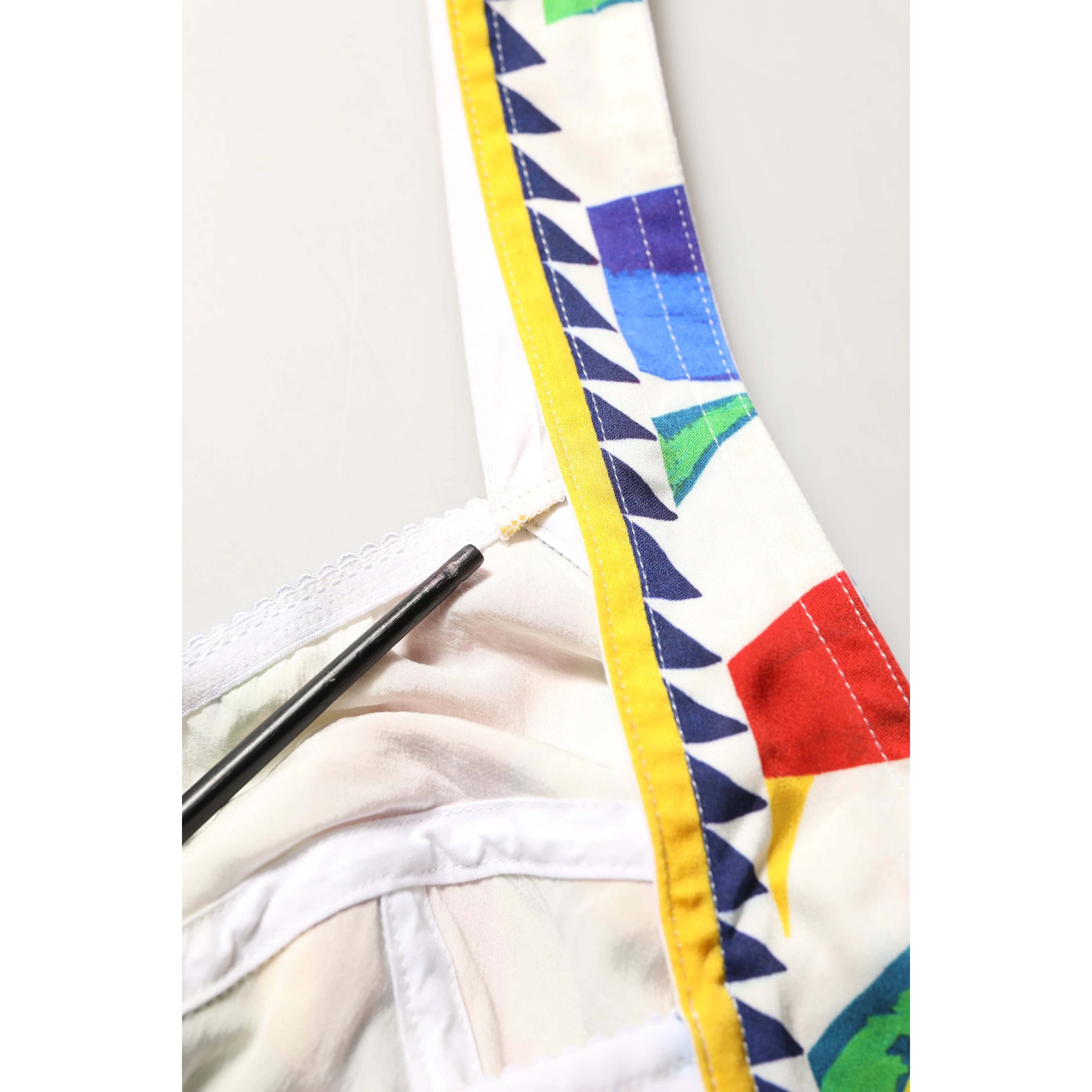 Multicolor Silk Carretto Print Cropped Tank Top