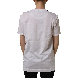 White Cotton Crew Neck Short Sleeves T-shirt