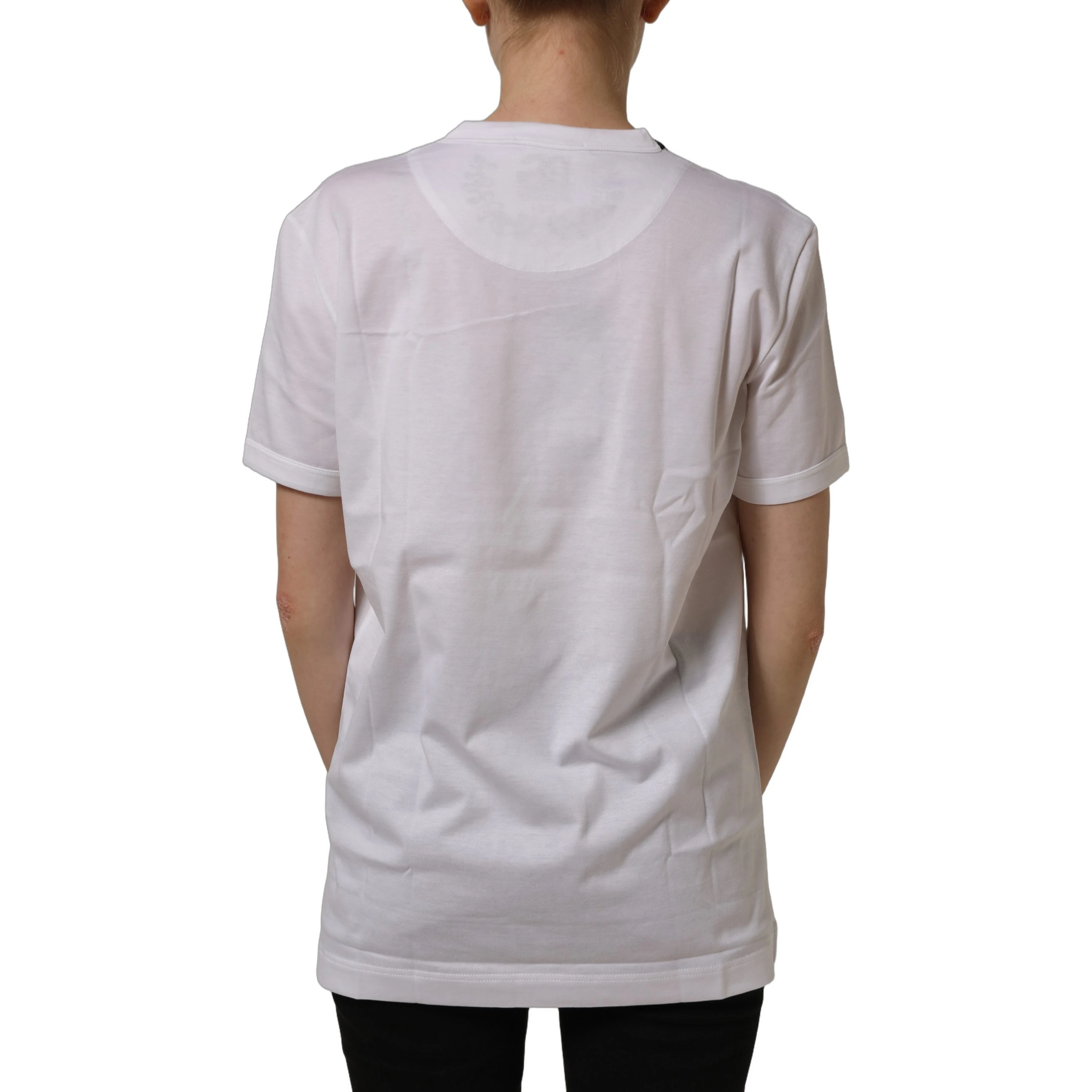 White Cotton Crew Neck Short Sleeves T-shirt