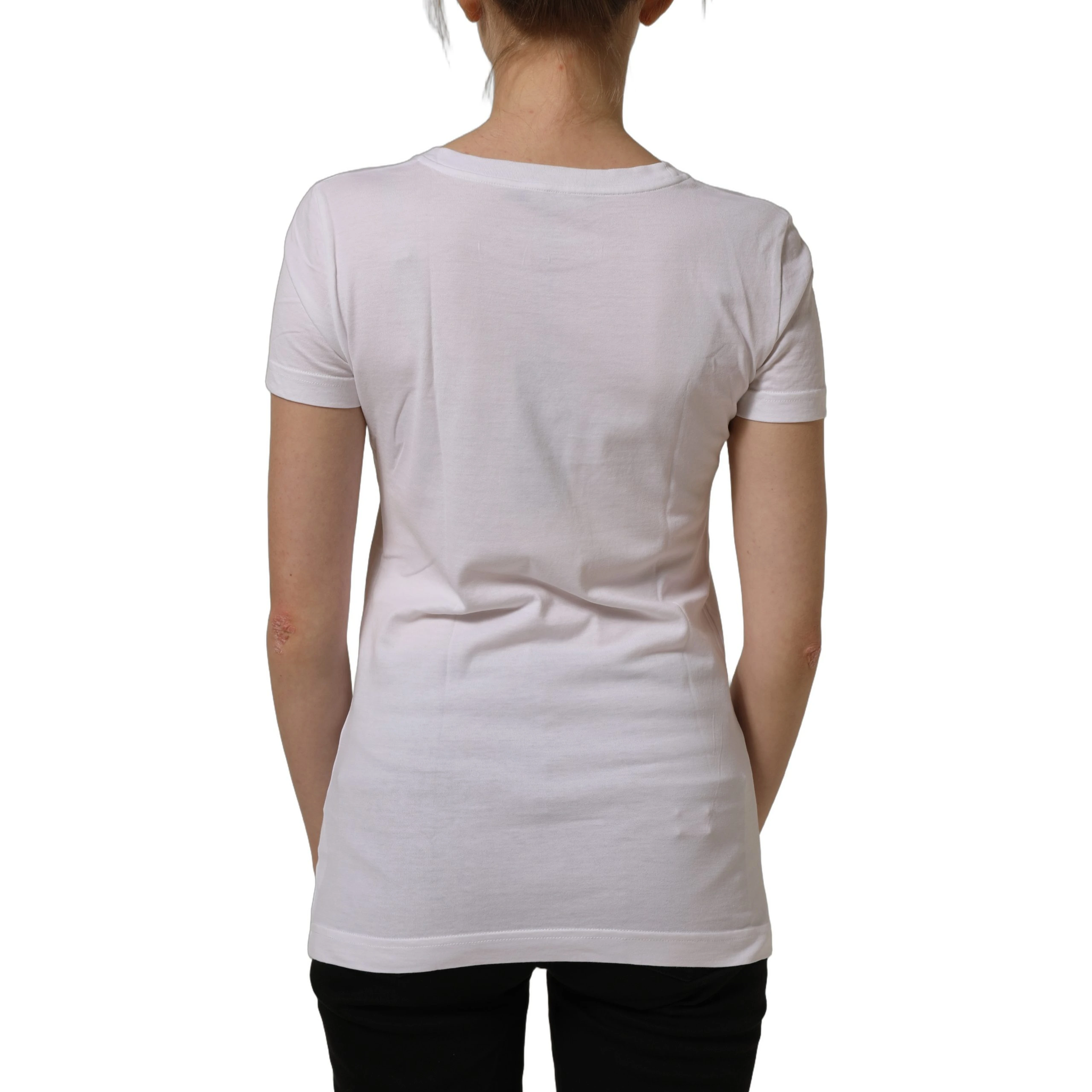 White Graphic Print Cotton Crew Neck T-shirt