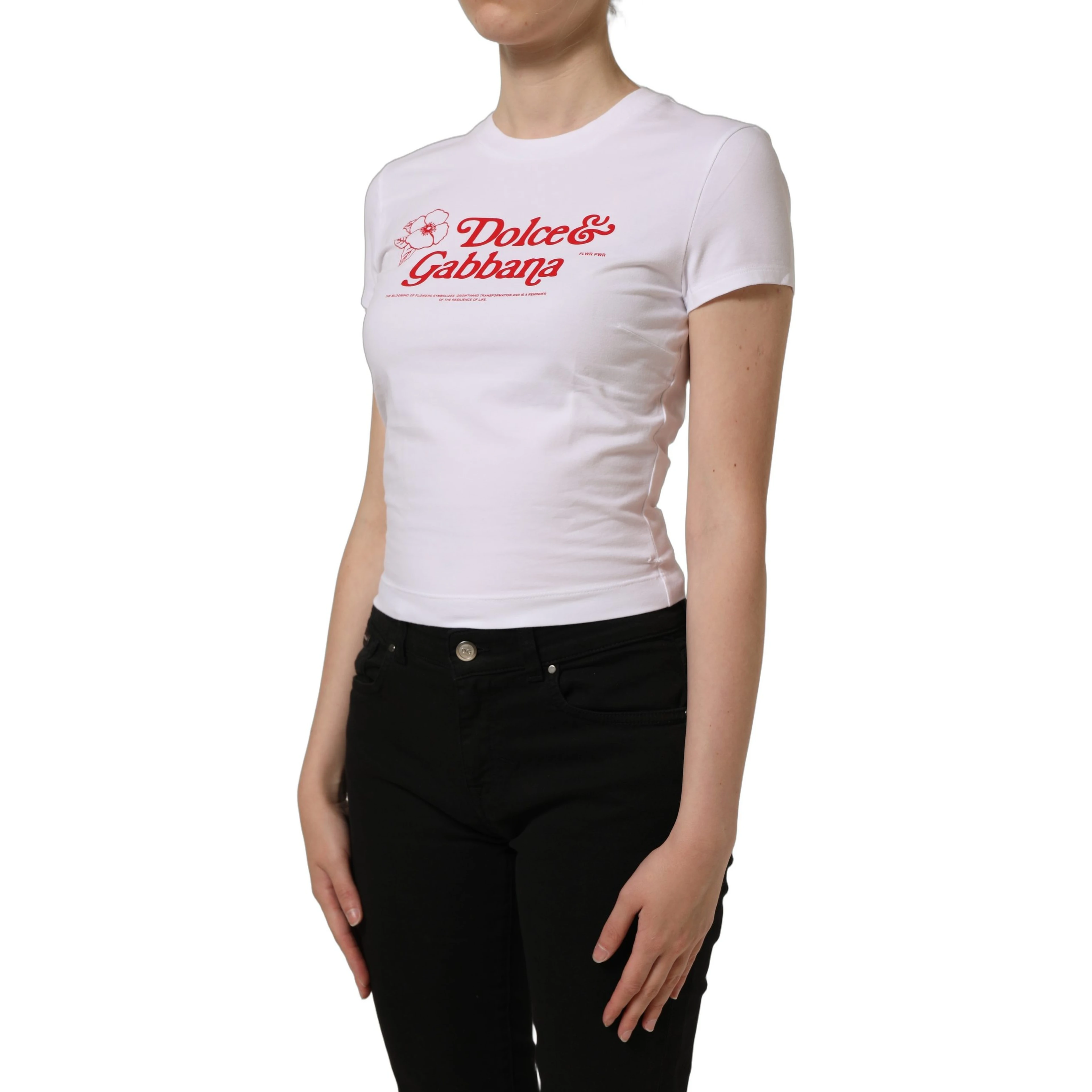 White Floral Logo Print Crew Neck T-shirt