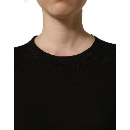 Black Cotton Crew Neck Short Sleeves T-shirt