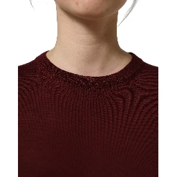 Maroon Wool Knitted CrewNeck Pullover Sweater