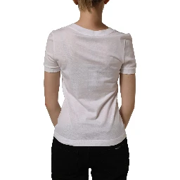 White Crystal Embellished Cross Top T-shirt