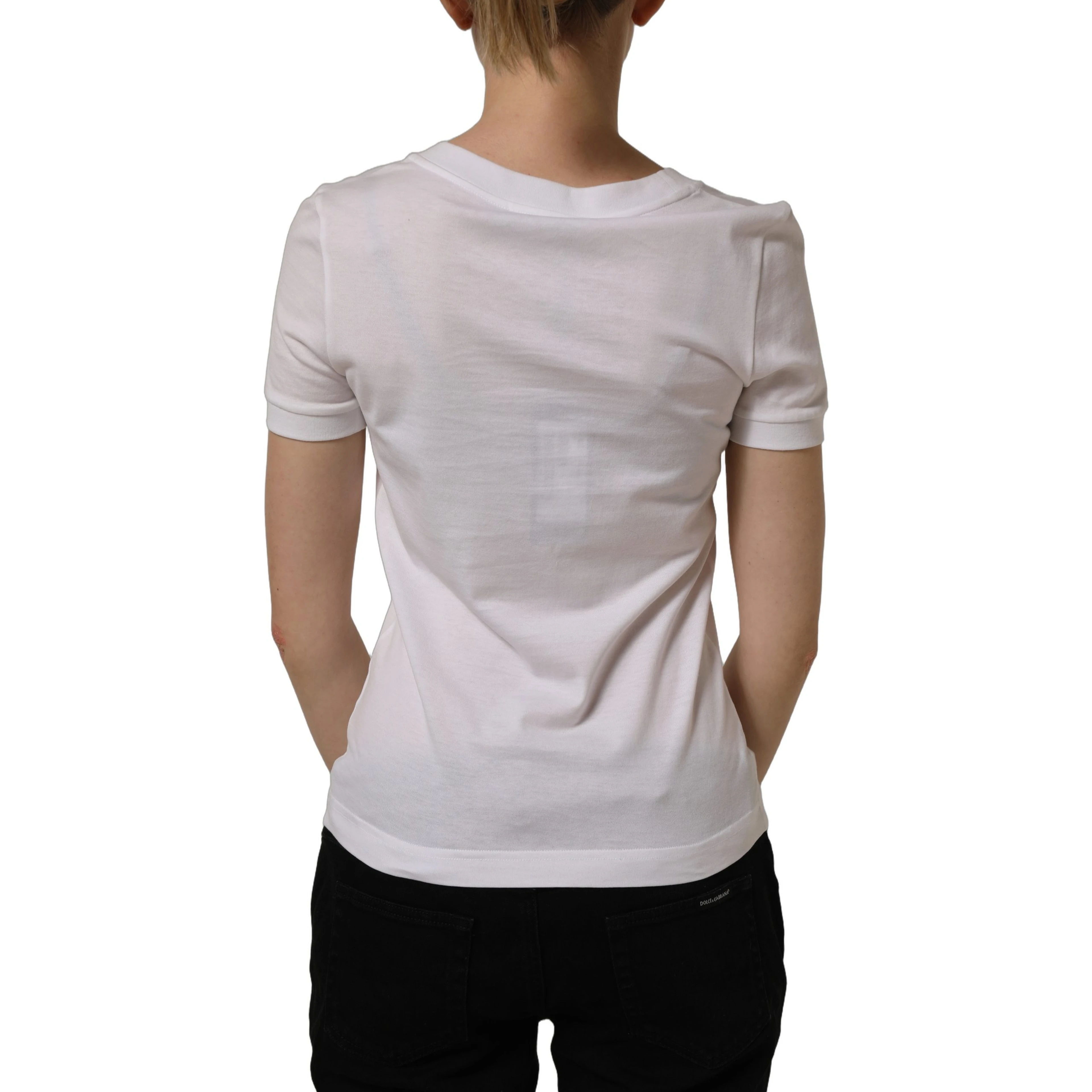 White Crystal Embellished Cross Top T-shirt