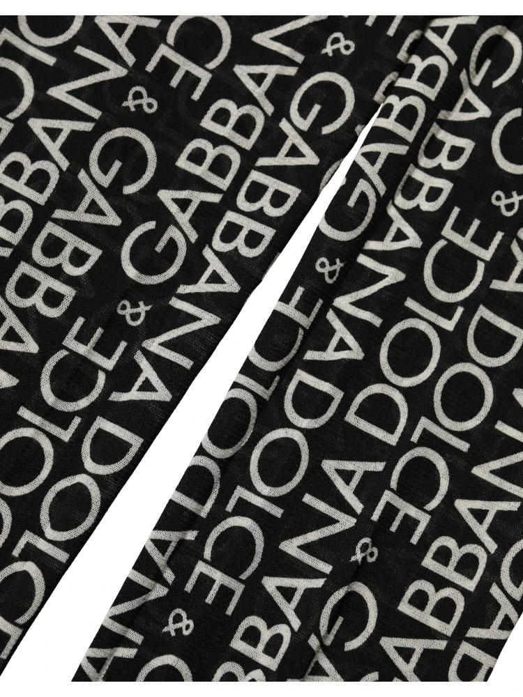 Black White All Over Print Sheer Stretch Tights Socks