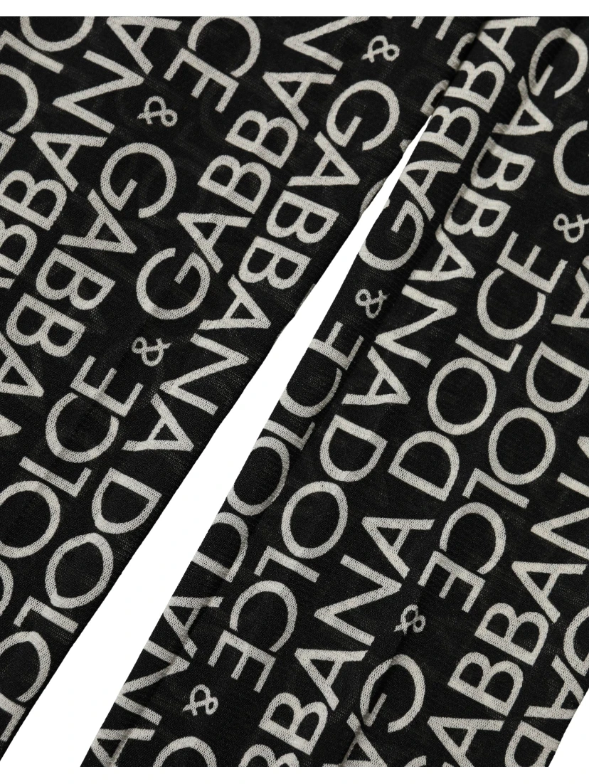 Black White All Over Print Sheer Stretch Tights Socks