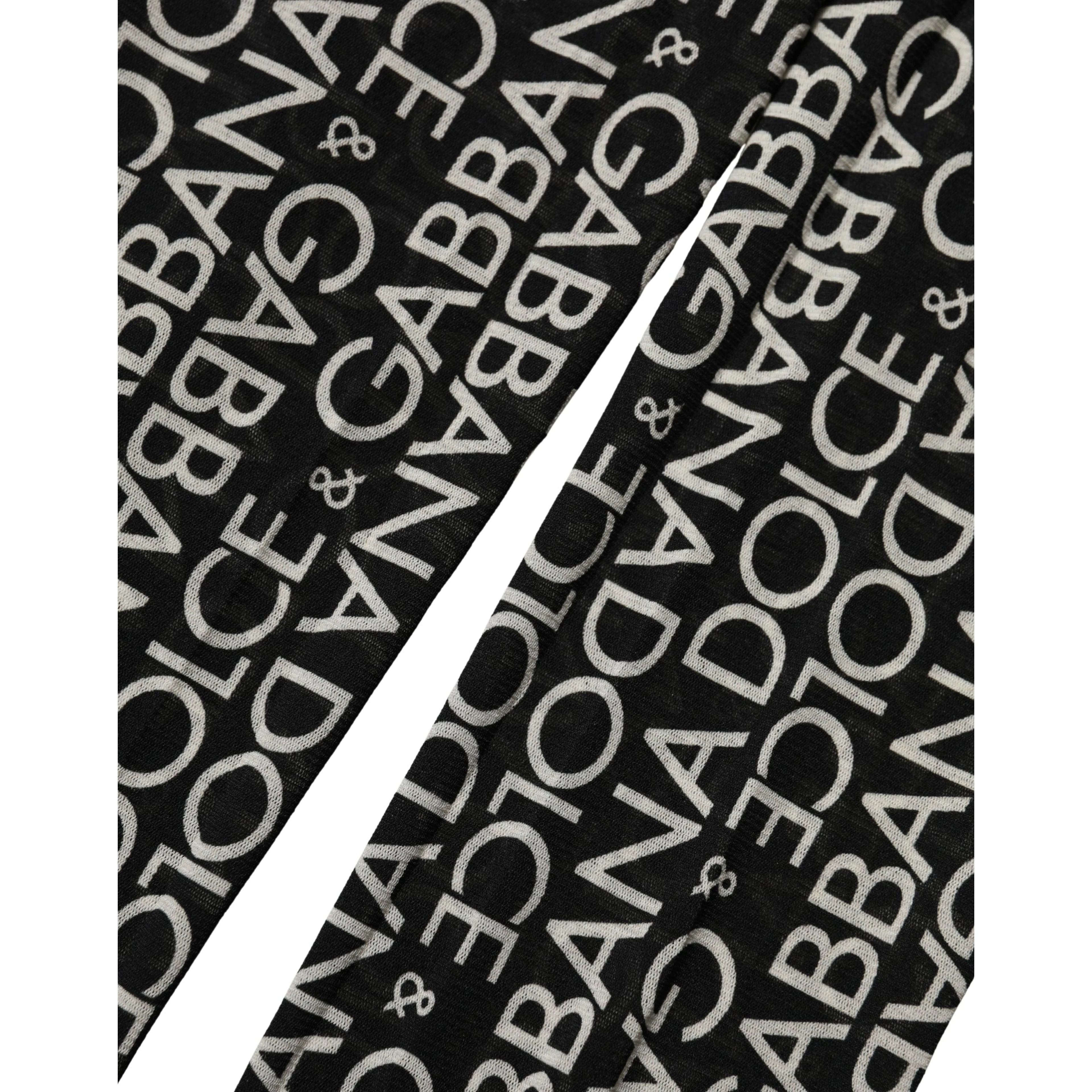 Black White All Over Print Sheer Stretch Tights Socks