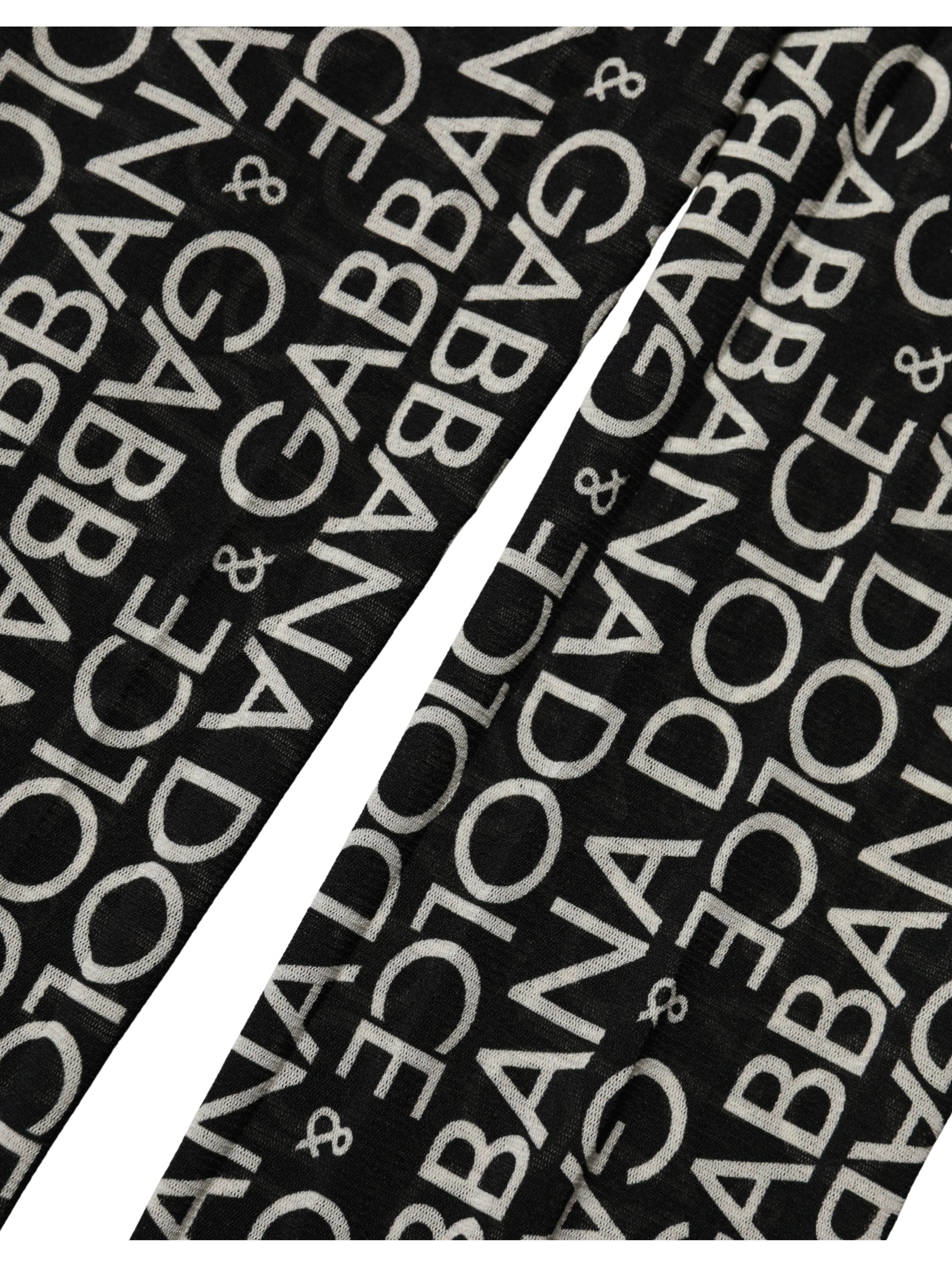 Black White All Over Print Sheer Stretch Tights Socks
