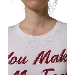 White Graphic Print Cotton Crew Neck T-shirt