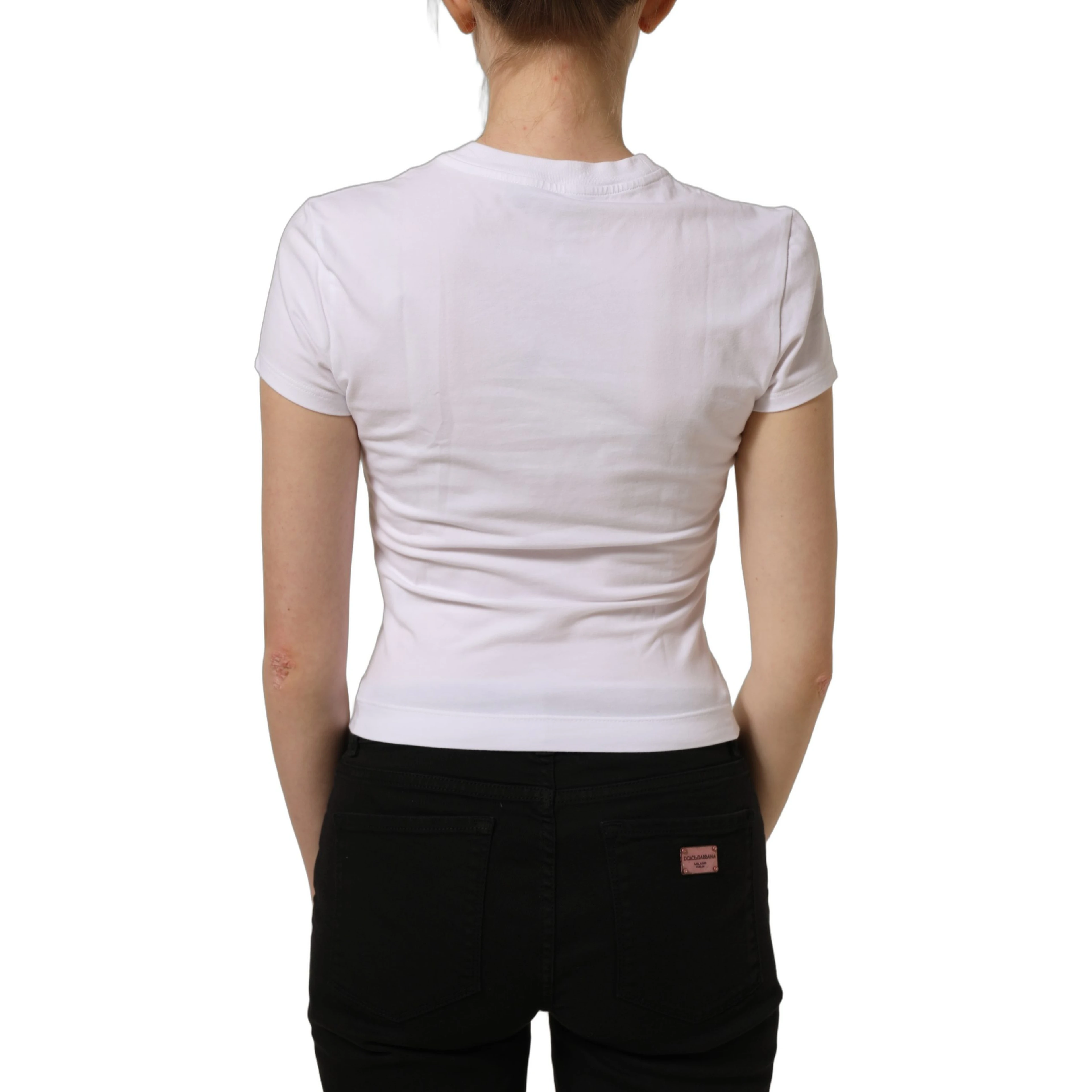 White Floral Logo Print Crew Neck T-shirt