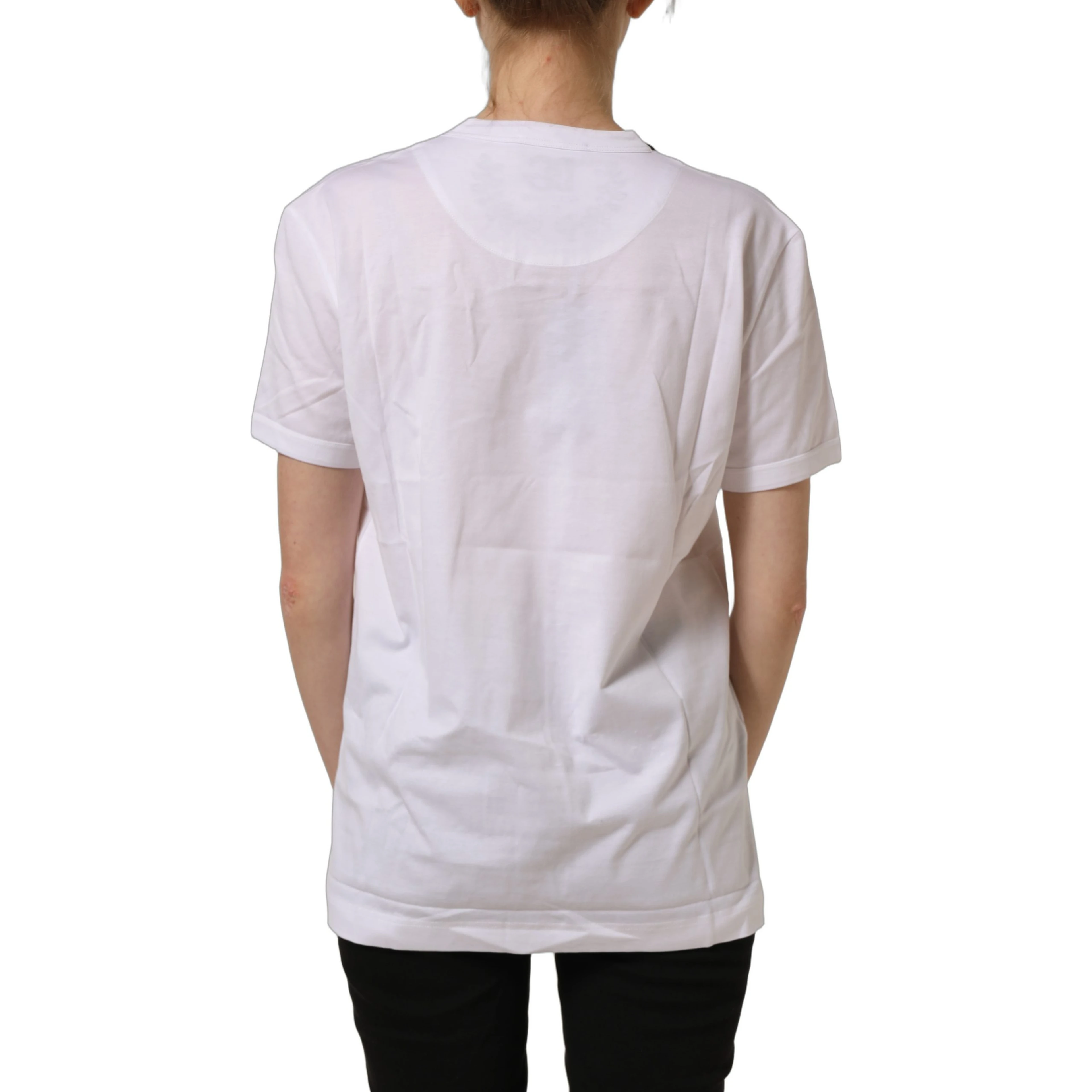 White Cotton Crew Neck Short Sleeves T-shirt