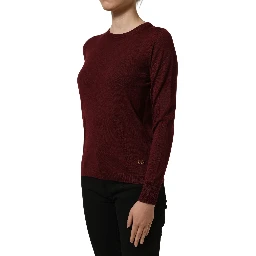 Maroon Wool Knitted CrewNeck Pullover Sweater