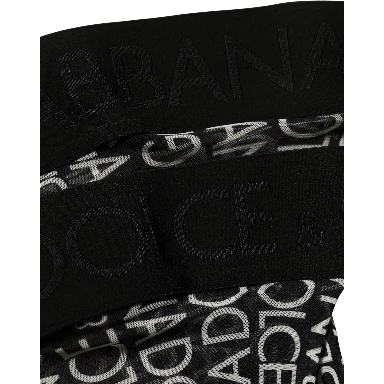 Black Sheer Logo Monogram High Stockings Socks