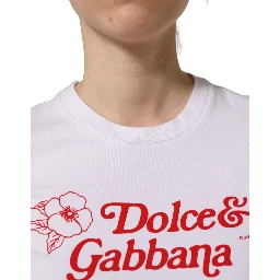 White Floral Logo Print Crew Neck T-shirt