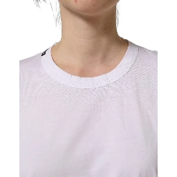 White Cotton Crew Neck Short Sleeves T-shirt